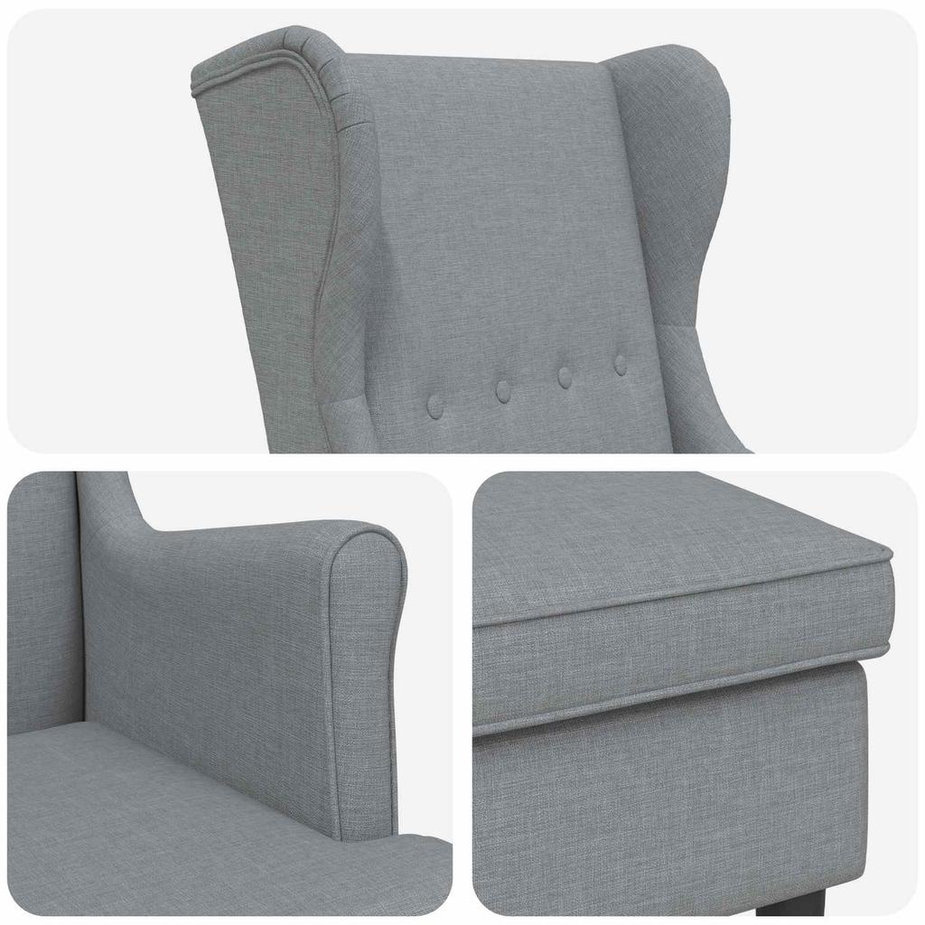 Armchair with Footstool 2 Pcs. Light Gray Fabric