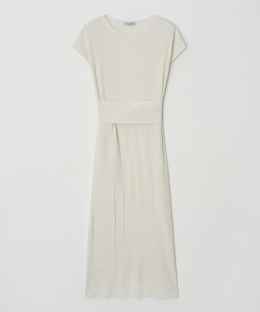 Meojiaenminggeul Summer Iconic Pleats Maxi Belted Dress (Ivory)
