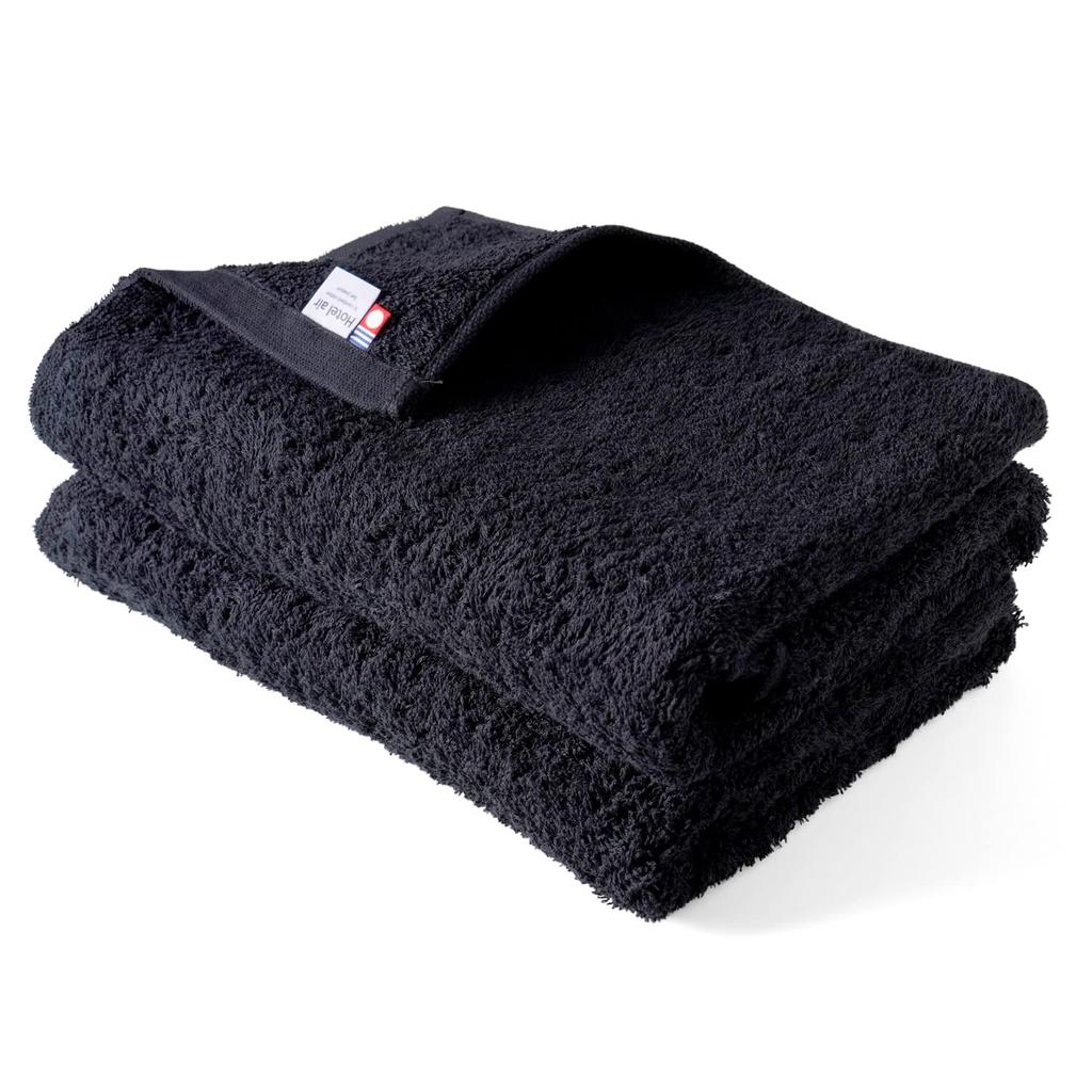 [oruta] Imabari Certified Bath Towels, Set of 2, Hotel Air, 65cm X 135cm, Made In Japan (Black)