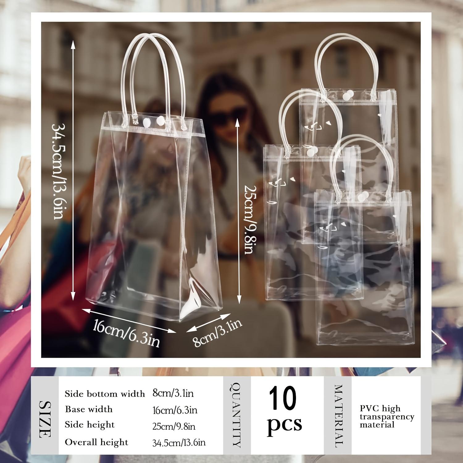 

10 шт. 16*8*25 см Прозрачные пластиковые подарочные пакеты с ручками, Прозрачные ПВХ подарочные упаковочные сумки-тоут для Свадьбы, Дня рождения, Девичника, Юбилея 10pcs