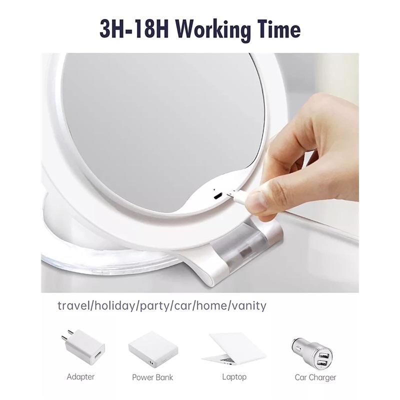 Foldable Makeup Mirror Touch Screen Makeup Mirror 3 Colors Light Modes Cosmetic Mirrors USB Rechargeable Folding LED Mirror