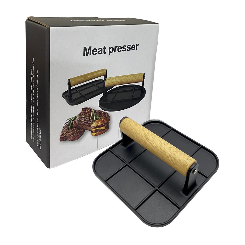 Aluminum Burger Press with Wooden Handle Easy To Clean Professional Hamburger Press Grill Press for BBQ Beef Cooking Grill Steak