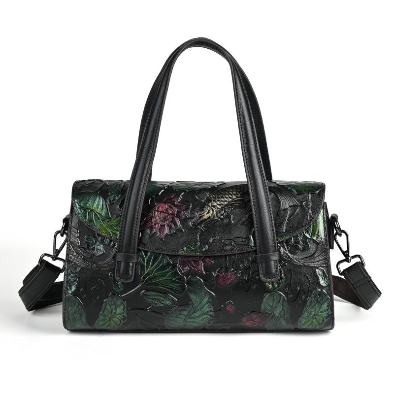 

Женская сумка Johnature из натуральной кожи в стиле ретро, ​​модные универсальные сумки ручной работы с тиснением на плече и через плечо золотой