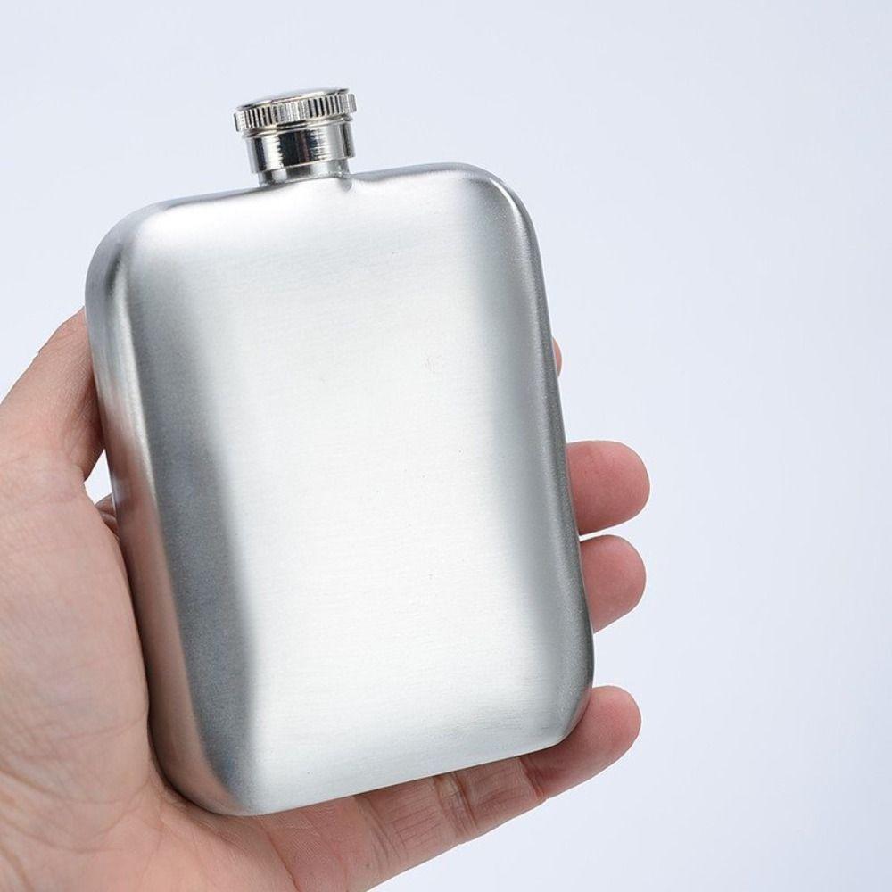 304 Stainless Steel 6oz Wine Flagon Rectangular with Funnel Pocket Hip Flask Unbreakable Fall-resistant Drinking Pot Outdoor