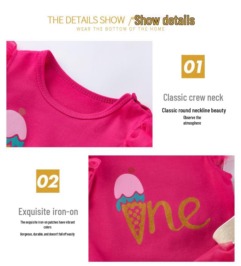 1st Birthday Outfit for Baby Girls: Sleeveless Romper, Skirt, and Bottoms Set