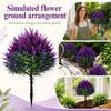 Pianta di Lavanda Artificiale 50cm Decorazione Giardino Esterno Arbusto Fiore Finto Realistico con Palo per Terreno Cortile Patio Portico Paesaggistica