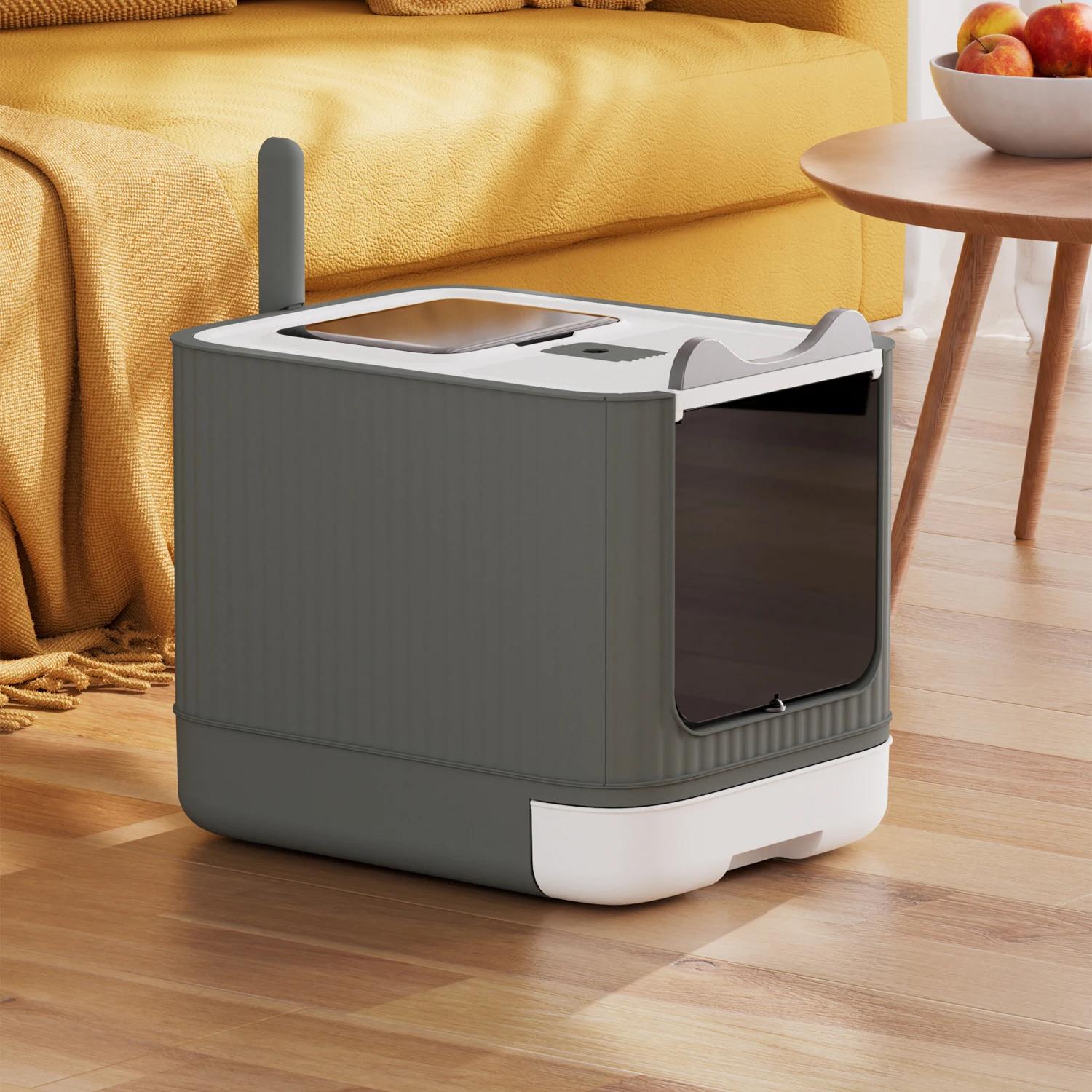 

Полностью закрытый лоток для кошачьего туалета с контролем входа/выхода, дезинфицирующий и дезодорирующий, для кошек, лоток для кошачьего туалета, кошачий лежак, товары для питомцев серый