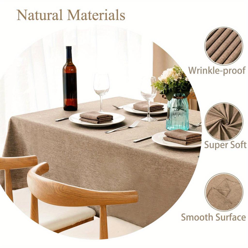 Waterproof Rectangle Table Cloth, Farmhouse Tablecloth, Anti-Shrink, Soft and Wrinkle Resistant, Decorative Fabric Table Cover