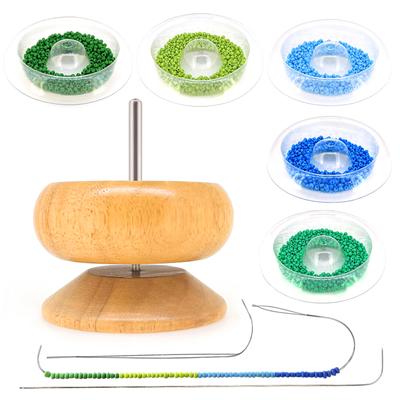 Perlenlader, Perlenpiercer, Holz, manuelle Drehung, Reisperlen-Perlenmacher, schnelles Perlensticken, DIY-Perlenartefakt für Perlenhandwerk