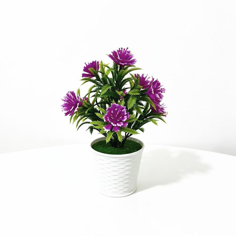 Artificial Wickerstyle Flower Pot With Plastic Flowers Decor For Home And Outdoor Use