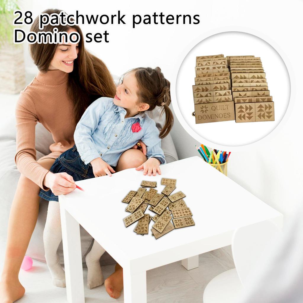 28 Kafelków Blok Kołdry Domino Set, Drewniane Grawerowane Domino Gra Dla Dorosłych