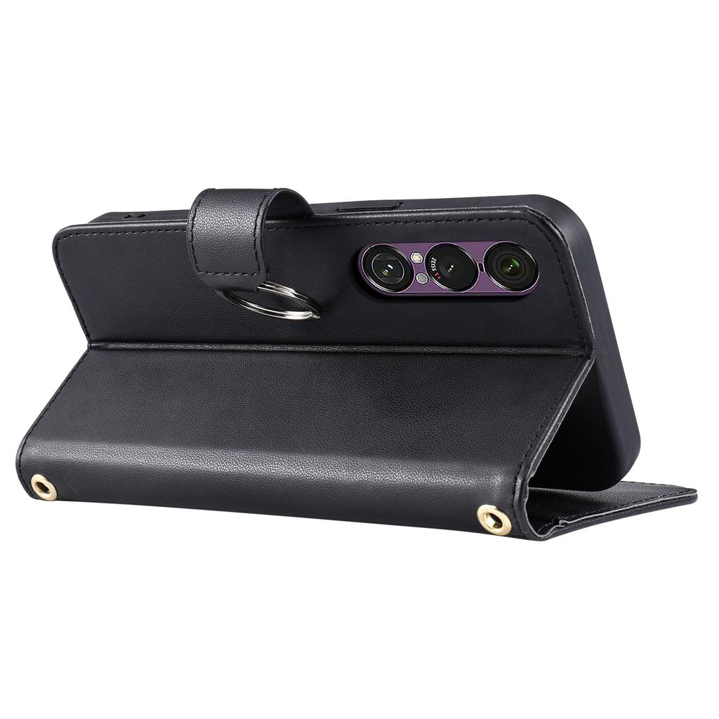 For Sony Xperia 1 VII Case Ring Buckle Wallet Stand Rhombus Crossbody Leather Mobile Cover
