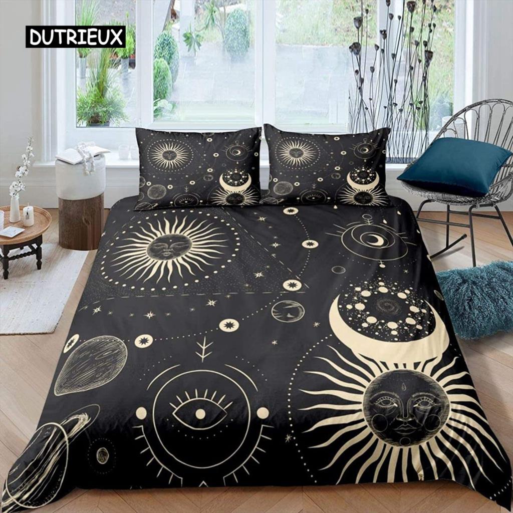 Mandala Duvet Cover Yellow Sun Moon Bohemian Exotic Twin Bedding Set Bedclothes for Teen Polyester Double Queen King Quilt Cover