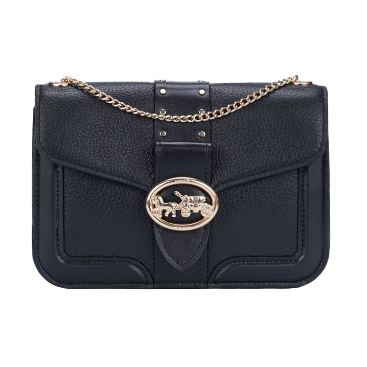 

Coach Georgie 20 Horse Carriage Buckle Chain Leather Underarm Small Square Shoulder Bag Women shoulder bag Black 6925-IMBLK Basic Set (Bag+Dust Bag)