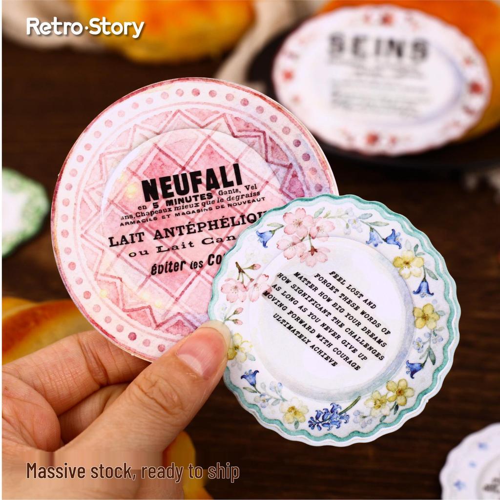 RetroStory Porcelain Dream Sticky Notes: Handwritten-Style Journals, Food-Themed Background, 10 Sheets/Pack
