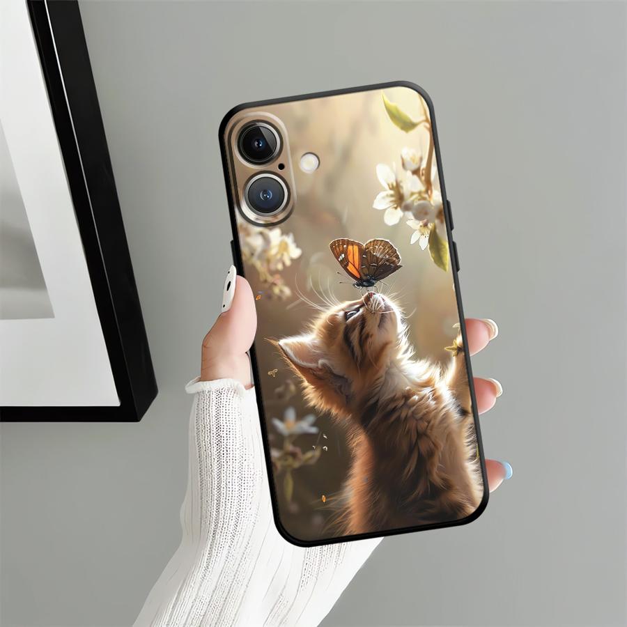 Case for Apple iPhone 17 Pro Max 13 Air XR XS MAX 14 15 Pro 7 8 12 11 16 Funda Phone Cover Cute Cat