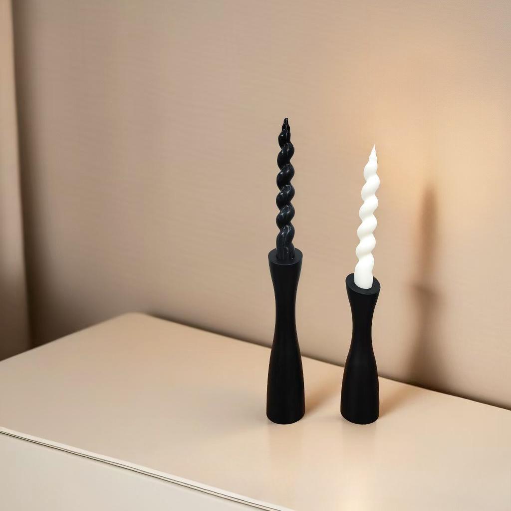 Retro Small - Waisted Wooden Candelabra, a Decorative Ornament for Living Room, Dining Table and Entrance Hall