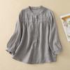 Women's Versatile Spring/Summer Cotton Linen 3/4 Sleeve Loose Casual Cardigan Shirt