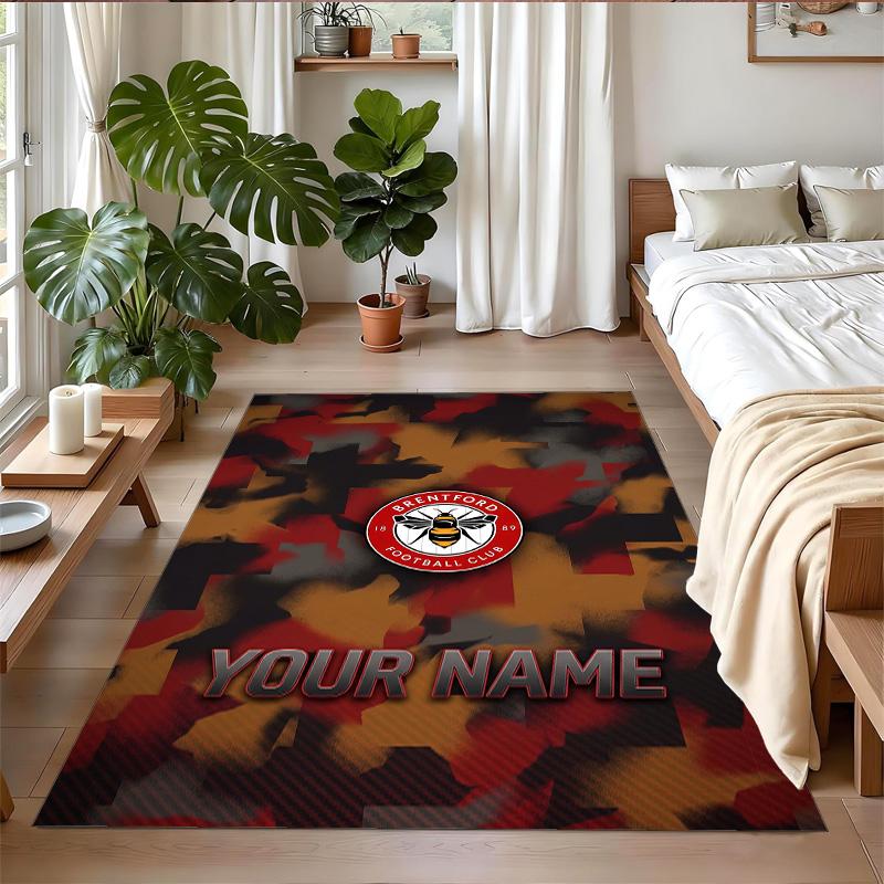 Crystal Velvet Rug Custom Name Text, Soft Non Slip Floor Mat Home DecorBrentford Football