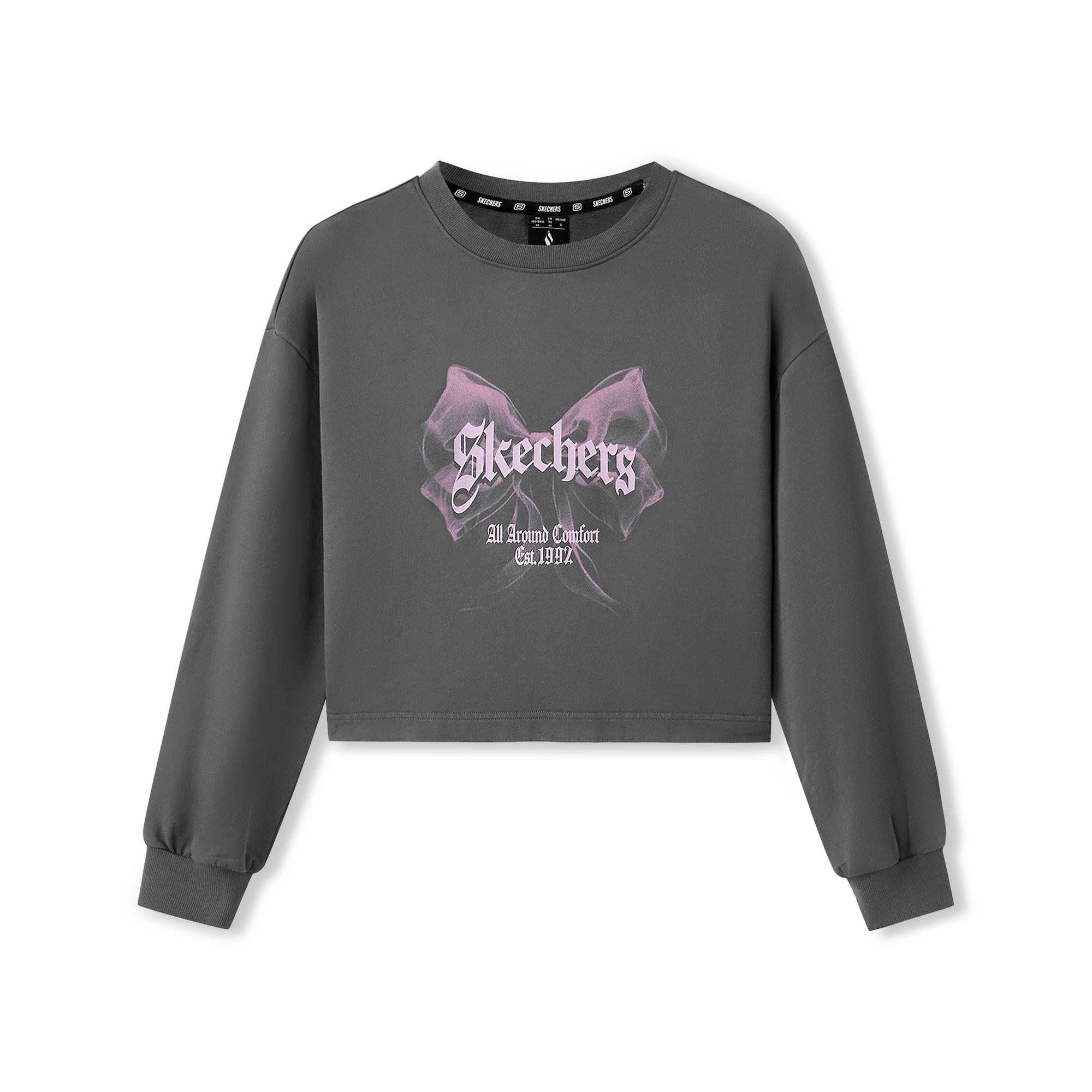 Skechers Sport Alliance Series American Retro Bow Element Logo Print Casual Commuter Comfortable Short Pullover Sweatshirt L325W065-013P S