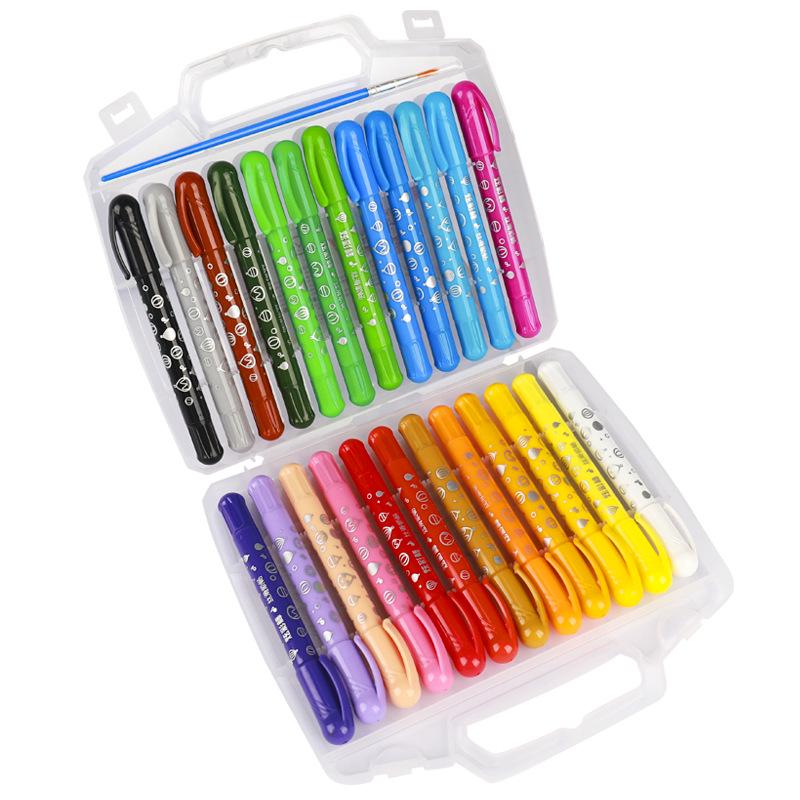 Ölpastell-Set: 12, 24, 36 Wasserlösliche, abwaschbare Farben für Schüler und Kindergarten mit Pinseln