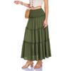 Women's Fashion  Pleated Floral Print Elastic Waist  Loose Splicing A Line Pocket Skirt