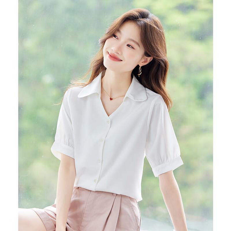 Teluoman Women's V-Neck Short Sleeve Blouse