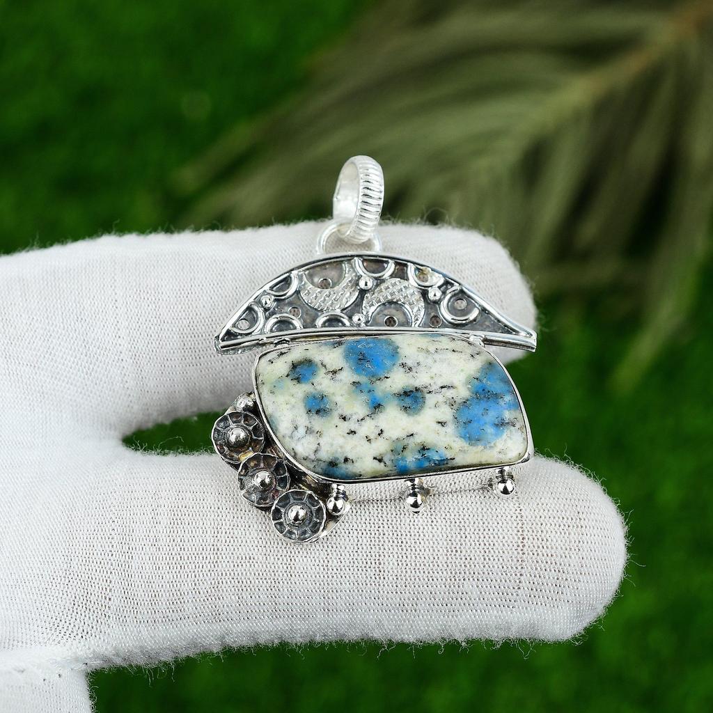 925 Silver Marquise K2 Jasper Gemstone Bezel Handcrafted Wife New Ethnic Pendant
