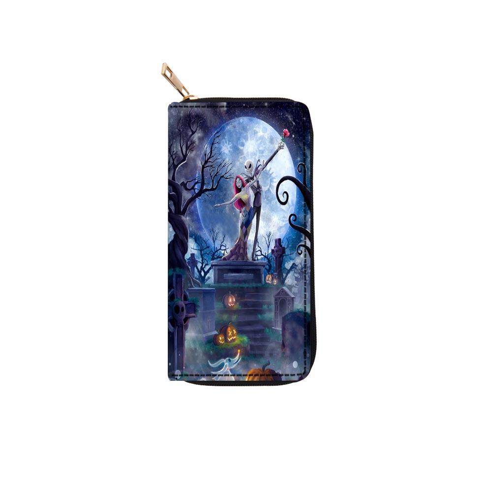 

Skull long zip wallet, Christmas Horror Night clutch wallet