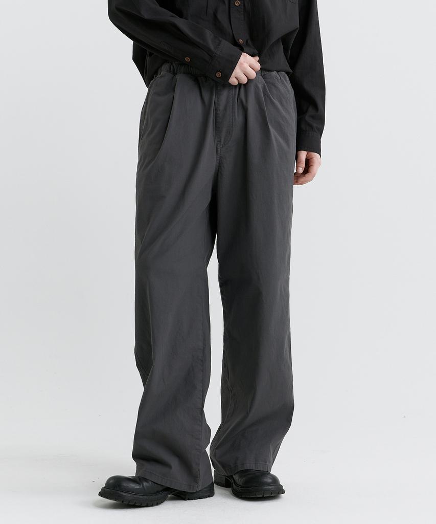 MAGOODGAN Farburn 4419 Linen-Like Wide Fit Dark Gray Elastic Waist Easy Pants