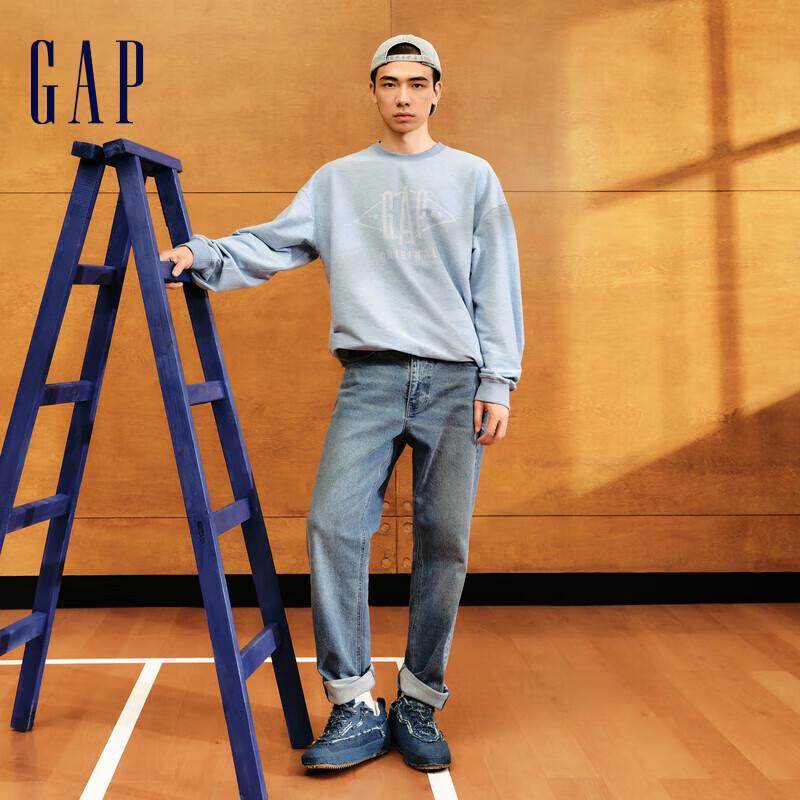 

GAP Unisex Diamond Logo Faux Denim Knit Sweatshirt L