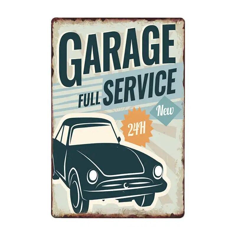 GARAGE FULL SERVICE Vintage Metal Signs Car Garage Retro Poster Bar Wall Decor Plaque Painting Art 20x30 CM