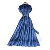 French retro V-neck metal buckle sleeveless dress for women's summer waist and thin elegant temperament long dress