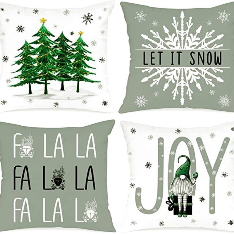 Christmas Pillow Cover Linen Printed Home Sofa Cushion Cover Living Room Bedroom Pillow Cover