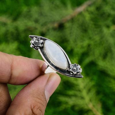 Strieborný Dúhový Mesačný Kameň Kvetinový Sestra Nový Solitérny Prsteň Šperky