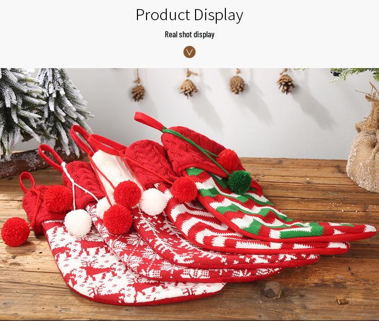 Red & White Reindeer Christmas Woolen Socks & Gift Bags for Kids