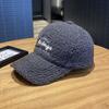Lamb Fur Baseball Cap In Autumn and Winter Warmth and Windproof Letter Embroidery Solid Color Fashionable and Versatile Plush Baseball Cap