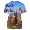 Camo Jakt dyr Hjort elg 3D T-skjorte Sommer Uformell Herre T-skjorter Mote Streetwear Dame Pullover Kortermede topper