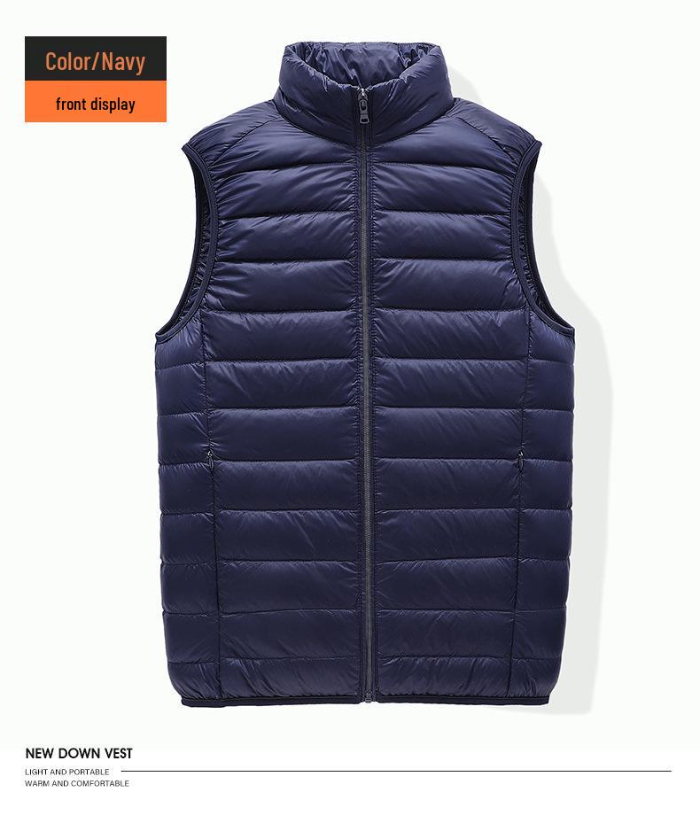 Pánská 2024 Podzim/Zima Lehká Luxusní Péřová Vesta se Stojáčkem