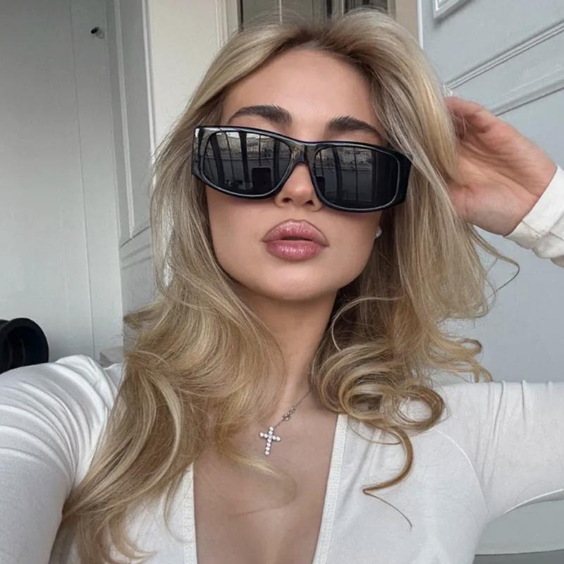Protective Glasses 2pcs Fashion Large Frame Square Sunglasses Trendy Personality Sun Glasses Simple Design Eyewear Female