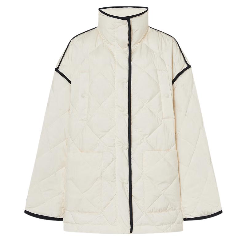 

MO&Co. Women s Colorblock Diamond Quilted High-Neck Duck Down Puffer Jacket L 170