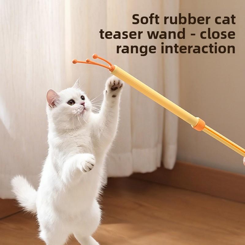 Pet retractable double-sided massager cat teaser stick cat toy scratch two in one scratch scratch scratch
