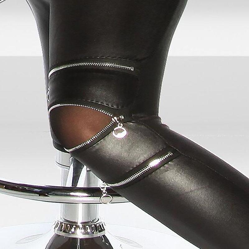 Classical Fit Slim Sexy Three Zipper Bright Leather Stretchy Leggings Pants
