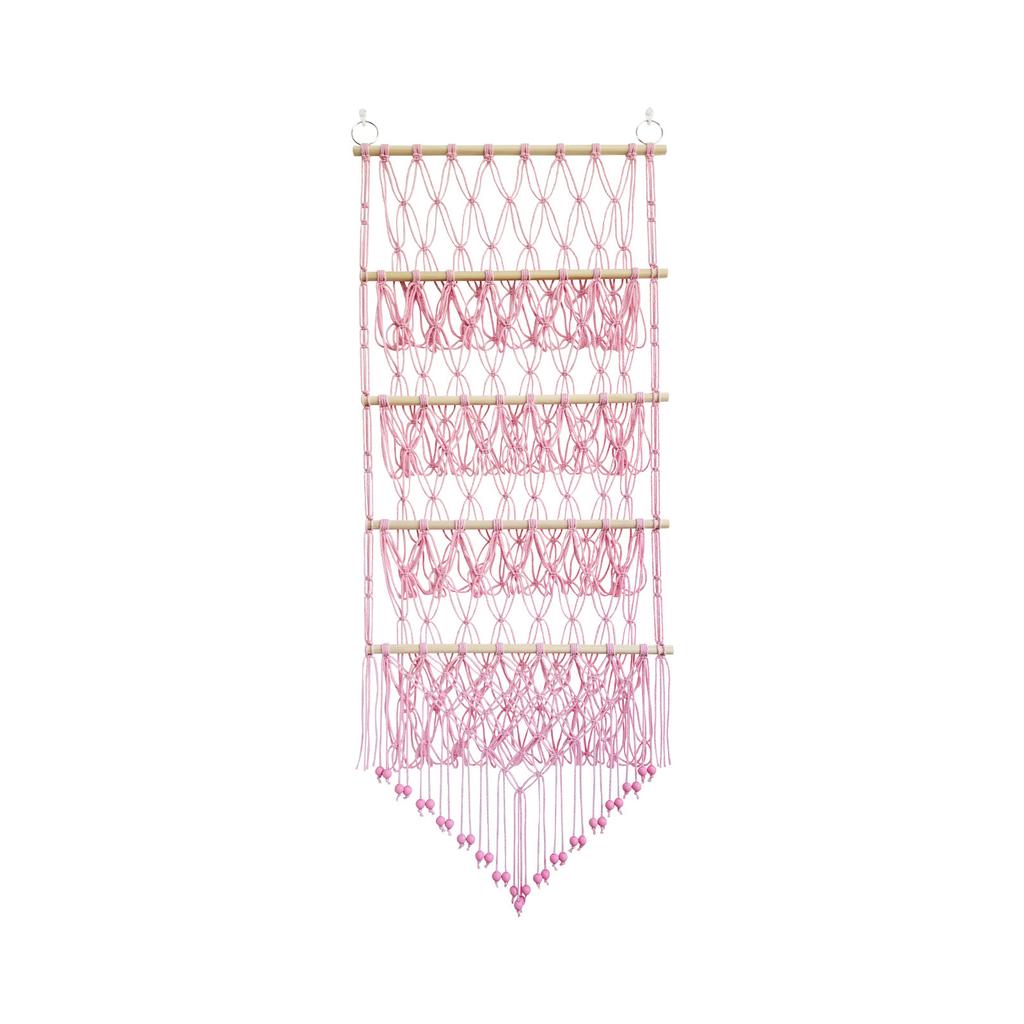 Hanging Storage Net for Plush Toy Decorative Wood and Cotton Hanging Organiser Storage Holder Rack for Kids' Toy