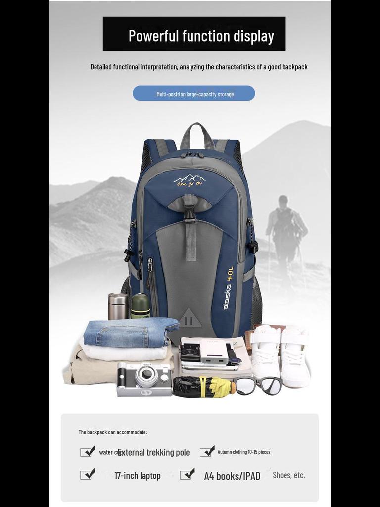 Unisex Large Capacity Outdoor Sports & Travel Backpack with Laptop Compartment
