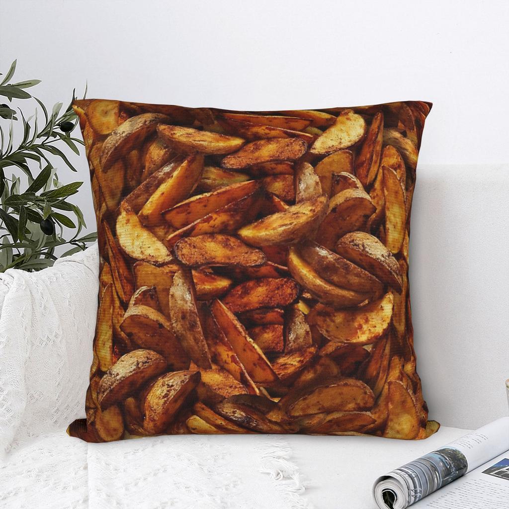 Steak Fries Seamless Pattern Pillow Cover Square Cushion Cover Cute Funny Pillow Case For Office Car Home Decor
