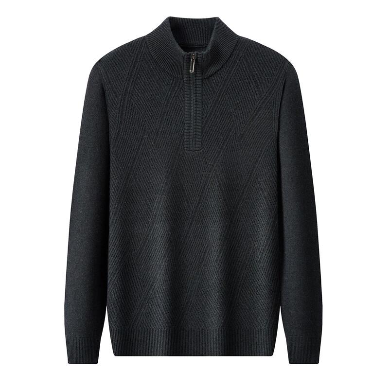 Jinjv Men's 100% Pure Wool Mock Neck Long Sleeve Sweater