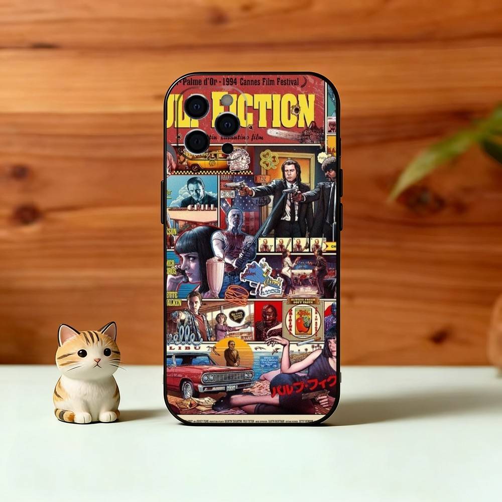 P-Pulp F-Fiction Movie Phone Case For iPhone 17, 16,15,14,13,12,11 Plus,Pro Max, Others Soft Black Cover