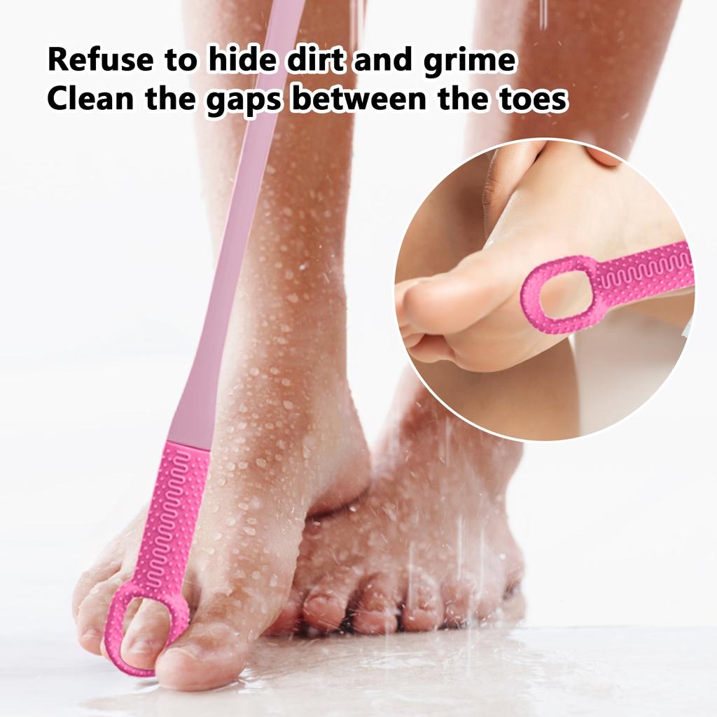 Comfort Silicone Brush Short Hair Brush | Long Handle Hand Brush, Comfort Silicone Bristles, Toe Brush, Shower Foot Brush