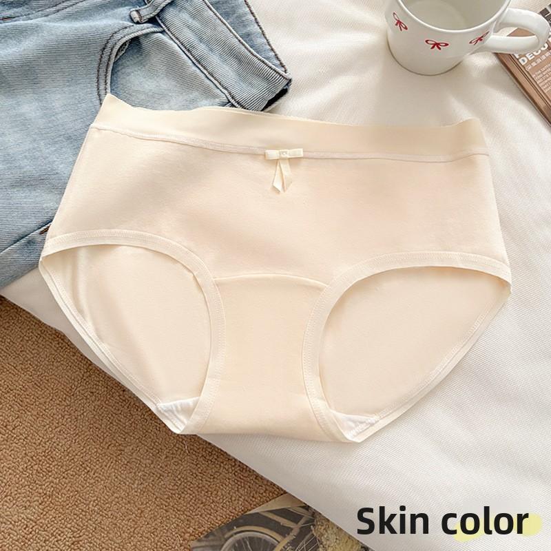 

Women s New Summer Simple Sweet Bow Pure Cotton 10A Antibacterial Extended Middle Waist Triangle Briefs XL